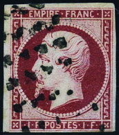 Obl. 18a - 1F. Carmin Foncé. Obl. Gros Points. TB. - 1853-1860 Napoléon III.