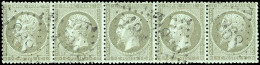Obl. 19 - 1c. Vert-olive. Bande De 5. Obl. GC 1868. TB. - 1862 Napoléon III