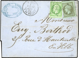 Obl. 19+20 - 1c. Et 5c. Obl. étoile 22 S/lettre Locale Frappée Du CàD De PARIS - RUE DU HELDER Du 19 Septembre 1865 à De - 1862 Napoleone III