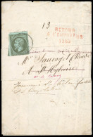 Obl. 19a - 1c. Vert-bronze Obl. S/bande Frappée Du CàD De LUZY Du 3 Février 1867 à Destination De SAINT-HILAIRE FONTAINE - 1862 Napoleone III