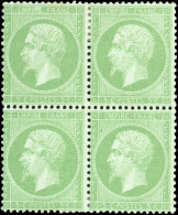 * 20 - 5c. Vert. Bloc De 4. TB. - 1862 Napoléon III.