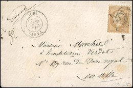 Obl. 21 - 10c. Bistre Obl. Taxe 15 Au Tampon, S/lettre Locale Frappée Du CàD De PARIS (60) Du 24 Septembre 1867. Au Vers - 1862 Napoléon III.