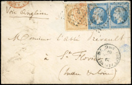 Obl. 21+ 22 X 2 - 10c. Bistre + 20c. Bleu X 2 Obl. Losange CEMG S/lettre Frappée Du Cachet CORPS EXP. DU MEXIQUE - BUREA - 1862 Napoleon III