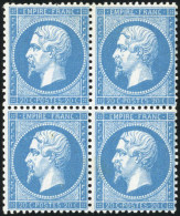 ** 22 - 20c. Bleu. Bloc De 4. 2 Exemplaires *. TB. - 1862 Napoléon III.