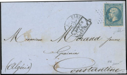 Obl. 22 - 20c. Bleu Obl. étoile 17 S/lettre Frappée De CàD De PARIS A * A Du 5 Septembre 1863 à Destination De CONSTANTI - 1862 Napoléon III.