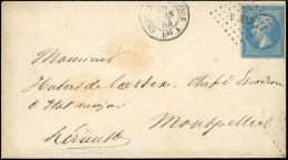 Obl. 22 - 20c. Bleu Obl. Losange CEM A S/lettre Frappée Du CàD CORPS EXP. MEXIQUE - Bau A Du 10 Juin 1864 à Destination  - 1862 Napoléon III.