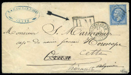 Obl. 22 - 20c. Bleu S/lettre Obl. De MOSTAGANEM, Marque B.M. Encadré. TB - 1862 Napoleon III