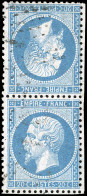 Obl. 22b - Paire Tête-Bêche Du 20c. Bleu. Obl. Légère. TB. - 1862 Napoléon III