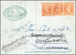 Obl. 23x3 - Bande De 3 Du 40c. Orange Obl. Cachet Rouge Encadré P.D. S/lettre Datée Du 5 Avril 1870, Frappée Du Cachet A - 1862 Napoléon III.