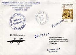 TAAF LETTRE DE PORT AUX FRANCAIS 1981 - Briefe U. Dokumente