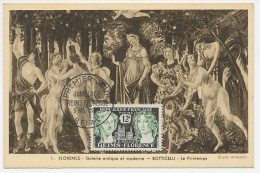 Maximum Card France 1956 Botticelli - Cathedral Reims - Palace Florence  - Autres & Non Classés