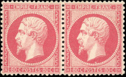 * 24 - 80c. Rose. Paire Centrage Parfait. Fraicheur Postale. SUP. - 1862 Napoléon III.