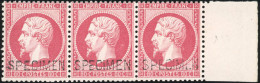 ** 24d - 80c. Rose Foncé. Surcharge ''SPECIMEN''. Bande De 3 Avec Les 3 Types De Surcharge. SUP. - 1862 Napoleon III