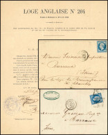 Obl. 29A - Lettre Maçonnique. 20c. Bleu Obl. CG 532 S/lettre Maçonnique Imprimée De La Loge Anglaise N°204 Demandant De - 1863-1870 Napoleon III With Laurels