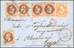 Obl. 26A + 23 - 5c. Rouge-brun Foncé X 2 + 40c. Orange Obl. GC 370 S/lettre Frappée Du CàD De BEAUCOURT Du 7 Février 186 - 1863-1870 Napoléon III Con Laureles