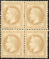 * 28A - 10c. Bistre. Bloc De 4. TB. - 1863-1870 Napoléon III Lauré