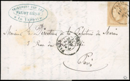 Obl. 28B - 10c. Bistre Obl. S/lettre Locale Frappée Du CàD De PARIS (60) Du 6 Avril 1871. Au Recto, Cachet D'arrivée PAR - 1863-1870 Napoléon III. Laure
