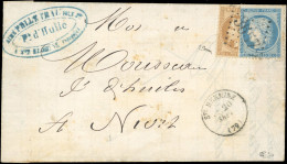 Obl. 28B + 37 - Coupé Verticale Du 10c. Laurés + 20c. Siège Obl. GC3654 S/lettre Frappée Du CàD De STE- HERMINE - VOSGES - 1863-1870 Napoleon III Gelauwerd