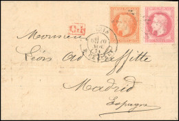 Obl. 31+ 32 - 40c. Orange + 80c. Rose Obl. étoile 24 S/lettre Frappée Du CàD De PARIS - R. DE CLERY Du 20 Novembre 1871  - 1863-1870 Napoléon III Con Laureles