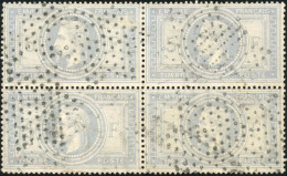 Obl. 33 - 5F. Violet-gris. Bloc De 4. Obl. étoile Pleine. Ex Collection ANTONINI Lot 313 De La Vente Publique Du 6 Mars  - 1863-1870 Napoléon III Lauré