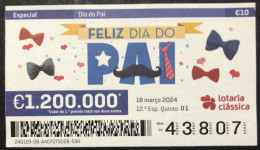 116 P,  Lottery Tickets, Portugal, « DIA DO PAI », « FATHER'S DAY », 2024 - Billetes De Lotería