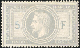 * 33A - 5F. Violet-gris. ''5'' Et ''F'' En Bleu.  Impression En 2 Passages. SUP. R. - 1863-1870 Napoléon III Con Laureles