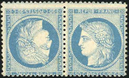 ** 37c - 20c. Bleu. Paire Tête-Bêche. SUP. - 1870 Assedio Di Parigi