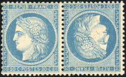 * 37c - 20c. Bleu. Paire Tête-Bêche. SUP. - 1870 Beleg Van Parijs
