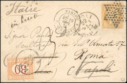 Obl. 38 + MIXTE - 40c. Orange Obl. étoile 25 S/lettre Insuffisamment Affranchie Frappée Du CàD De PARIS - R. SERPENTE Du - 1870 Beleg Van Parijs