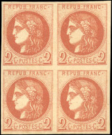 ** 40B - 2c. Brun-rouge. Report 2. Bloc De 4. Très Frais. Charnière Invisible Sur 1 Timbre. Très Frais. SUP. - 1870 Emissione Di Bordeaux