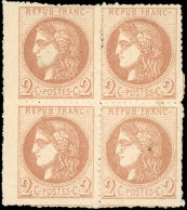 * 40B - 2c. Brun-rouge. Report 2. Bloc De 4. Percé En Ligne. BdeF. TB. - 1870 Bordeaux Printing