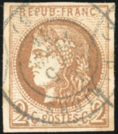 Obl. 40Bb - 2c. Marron. Report 2. Obl. Centrale. TB. - 1870 Bordeaux Printing