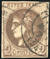 Obl. 40Bc - 2c. Chocolat Très Foncé. Report 2. Obl. Pièce De Référence. SUP. - 1870 Emissione Di Bordeaux