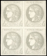 * 41B - 4c. Gris. Report 2. Bloc De 4. 2 Timbres **. TB. - 1870 Emission De Bordeaux