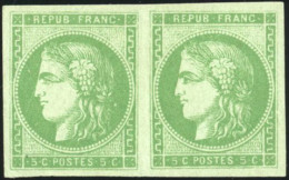 * 42A - 5c. Vert. Paire. Report 1. SUP. R. - 1870 Bordeaux Printing