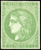 (*) 42B - 5c. Vert. Report 2. Pli Vertical. - 1870 Bordeaux Printing