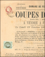 Obl. 50 + 51 -  1c. Vert-olive + 2c. Rouge-brun Obl. S/Avis De Coupes De Bois Frappé Du CàD De FERRIERES-EN-BRIE Du 23 S - 1871-1875 Cérès