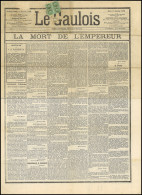 Obl. 52 + 53 - 4c. Gris + 5c. Vert-jaune S/azuré En Bloc De 4, Obl. S/journal Complet ''LE GAULOIS'' Du Jeudi 16 Janvier - 1871-1875 Cérès