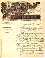 FACTURE.LYON.FABRIQUE DE GAZ CARBONIQUE PUR LIQUÉFIÉ.INSTALATIONS POUR CHAMPAGNE,BIERES & EAUX GAZEUSE.A.RICHARD. - Otros & Sin Clasificación