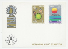 Postal Card Malta 1986 Stamp Exhibition - Europa - Butterfly  - Otros & Sin Clasificación