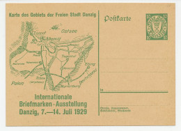 Postal Stationery Danzig 1929 Map - Philatelic Exhibition - Geografía