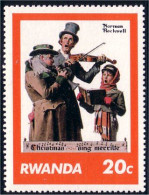 777 Rwanda Normand Rockwell Chant Noel Christmas Carol Violon Violin MNH ** Neuf SC (RWA-66c) - Navidad