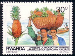 777 Rwanda Ananas Pineapple Panier Fruit Basket MNH ** Neuf SC  (RWA-61b) - Levensmiddelen