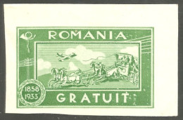 766 Roumanie 1933 Avion Airplane Cheval Horse Pferd Imperforate Non Dentelé MH * Neuf (ROU-332) - Horses