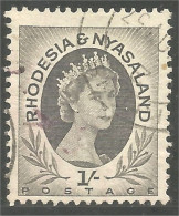 760 Rhodesia Nyasaland Queen Elizabeth II 1/- Gris Grey (RHO-36) - Rhodesia & Nyasaland (1954-1963)