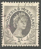 760 Rhodesia Nyasaland Queen Elizabeth II 1/- Gris Grey (RHO-36) - Rhodésie & Nyasaland (1954-1963)