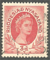 760 Rhodesia Nyasaland Queen Elizabeth II 3d Rose (RHO-33c) - Rodesia & Nyasaland (1954-1963)