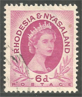 760 Rhodesia Nyasaland Queen Elizabeth II 6d Violet (RHO-35) - Rhodesia & Nyasaland (1954-1963)