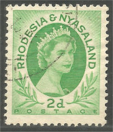 760 Rhodesia Nyasaland Queen Elizabeth II 2d Green Vert (RHO-31b) - Royalties, Royals