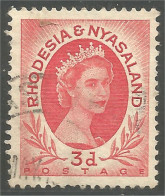 760 Rhodesia Nyasaland Queen Elizabeth II 3d Rose (RHO-33a) - Rodesia & Nyasaland (1954-1963)